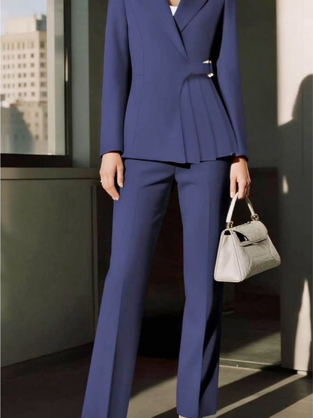 Navy Blue Women's Tailored Blazer and Pants Set - Picture 2 of 2